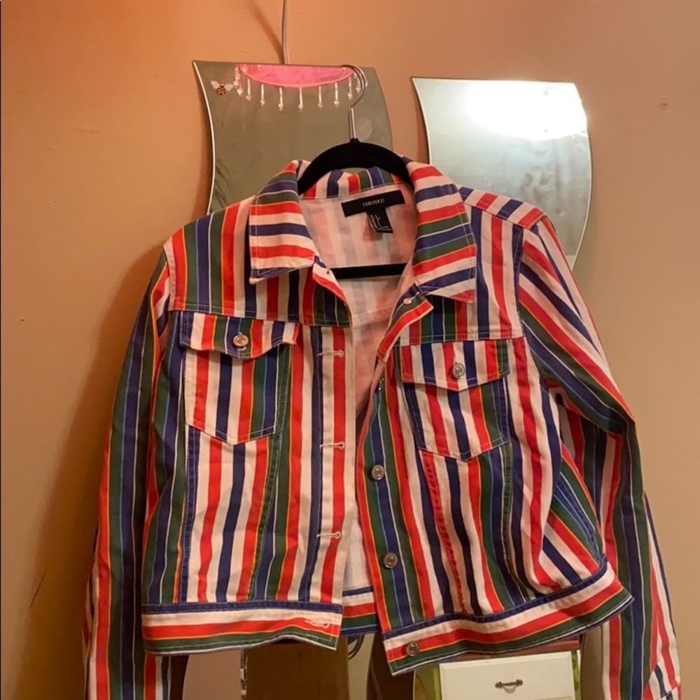 Striped denim jacket!